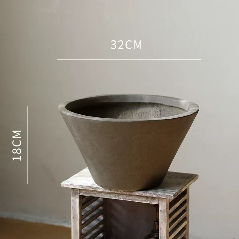 Round bowl-shaped magnesium clay flower pot