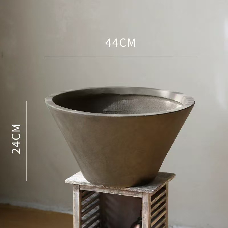 Round bowl-shaped magnesium clay flower pot