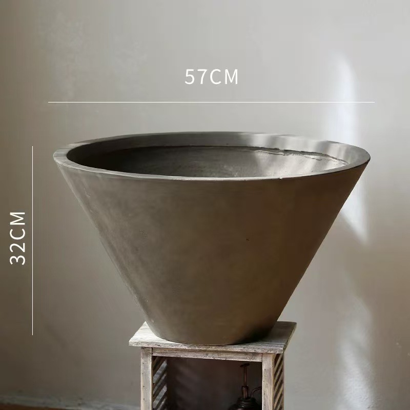 Round bowl-shaped magnesium clay flower pot