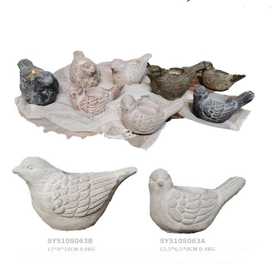 Cement Bird Candle Holder Sculpture