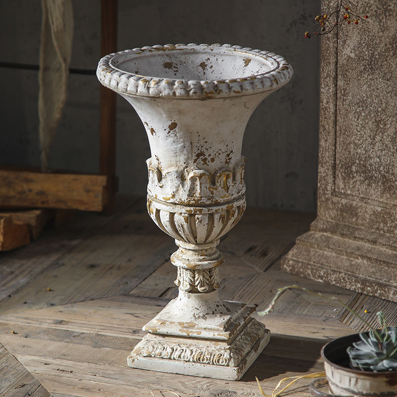 Vintage Distressed Magnesium Oxide Decorative Planter