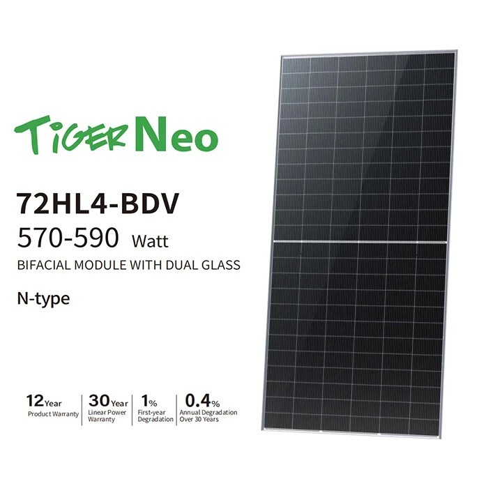Jinko Solar Tiger N Type Bifacial Double Glass Solar Panel 570W 575W 580W