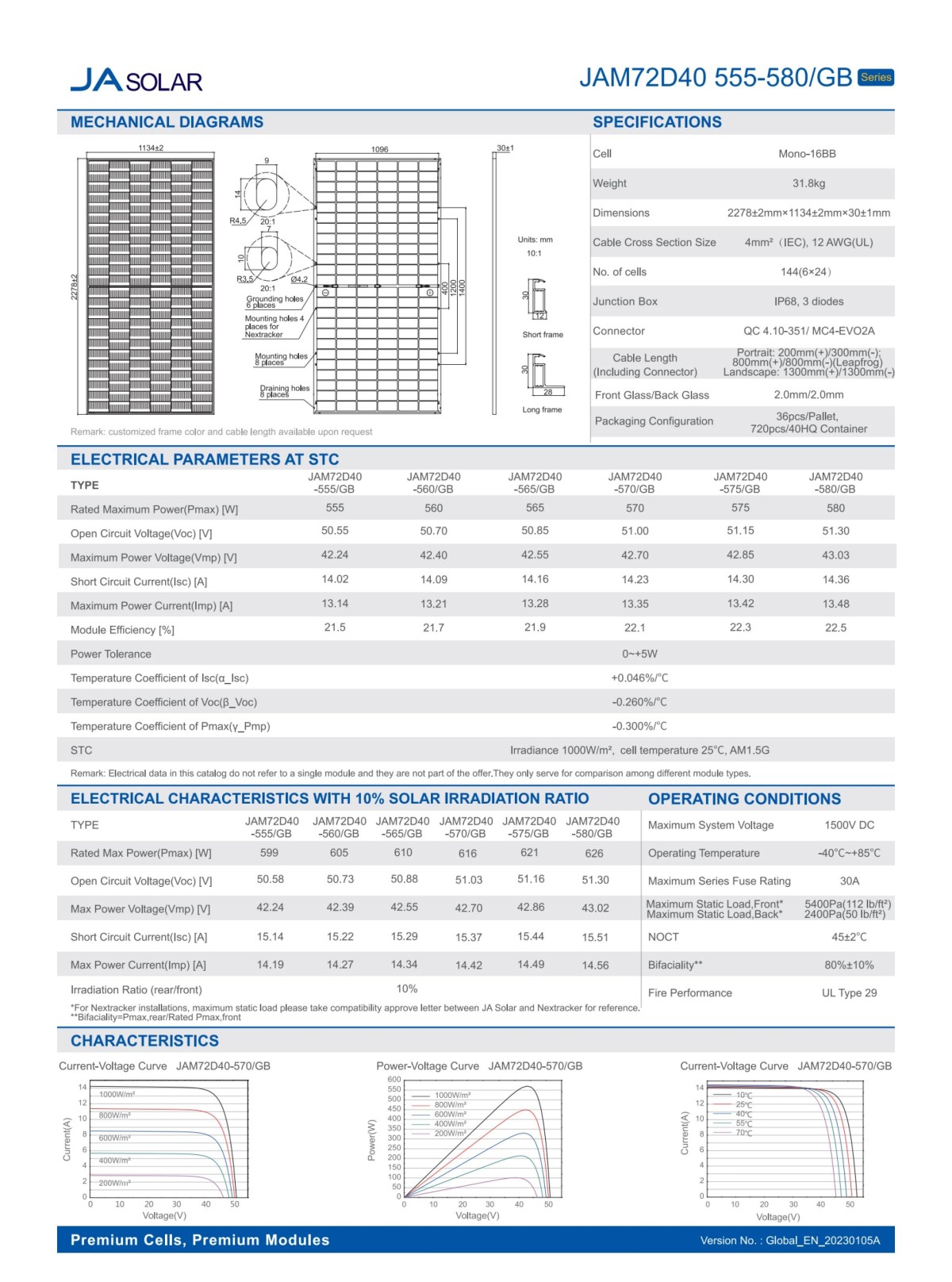 JA Solar Deep Blue 4.0 570W 580W 590W Bifacial Double Glass Modules 1