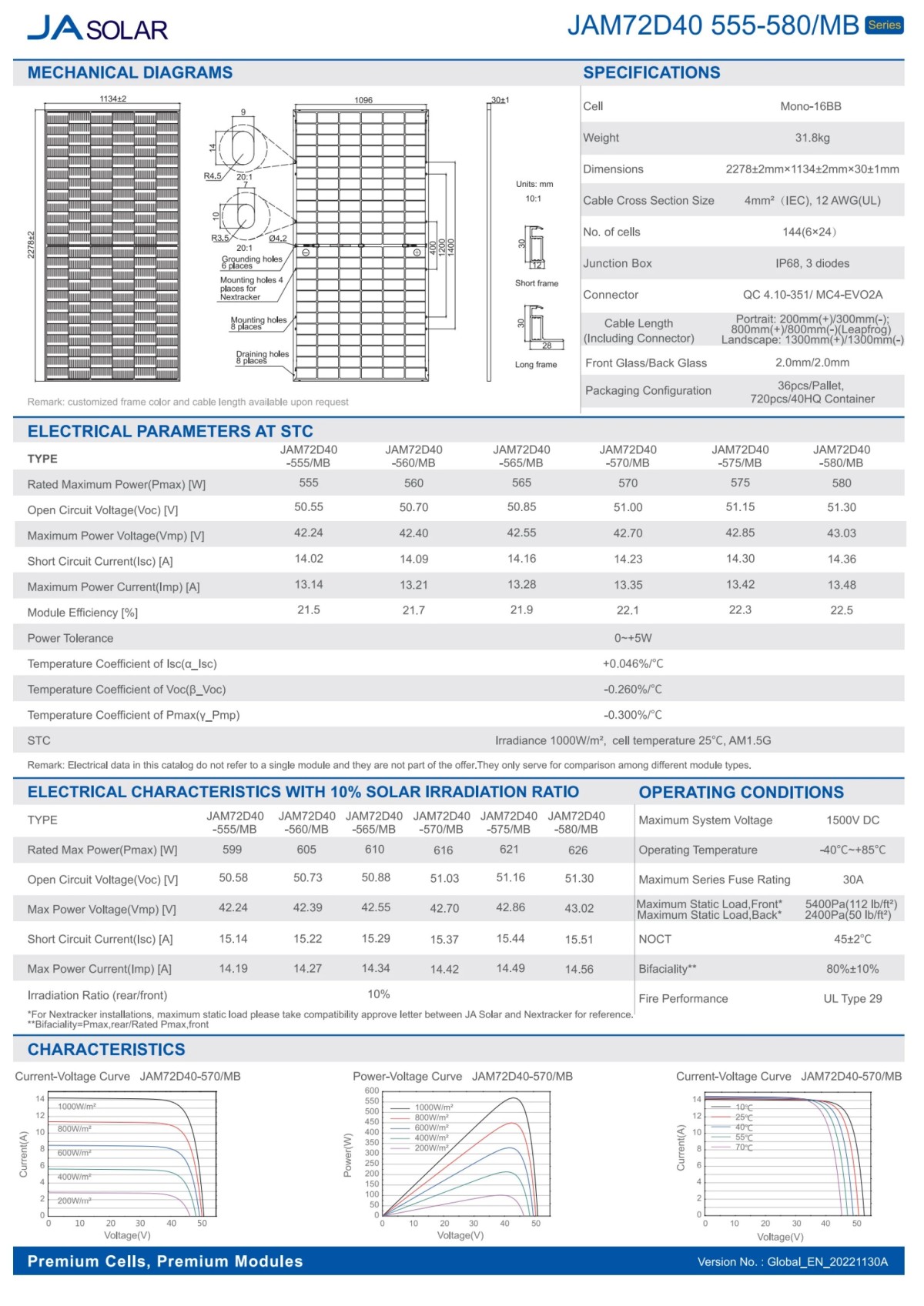 Ja Solar Deepblue 4.0 N-Type Solar Panel 580W 575W 570W 565W Bifacial Solar Panel Double Glass Moduel 1
