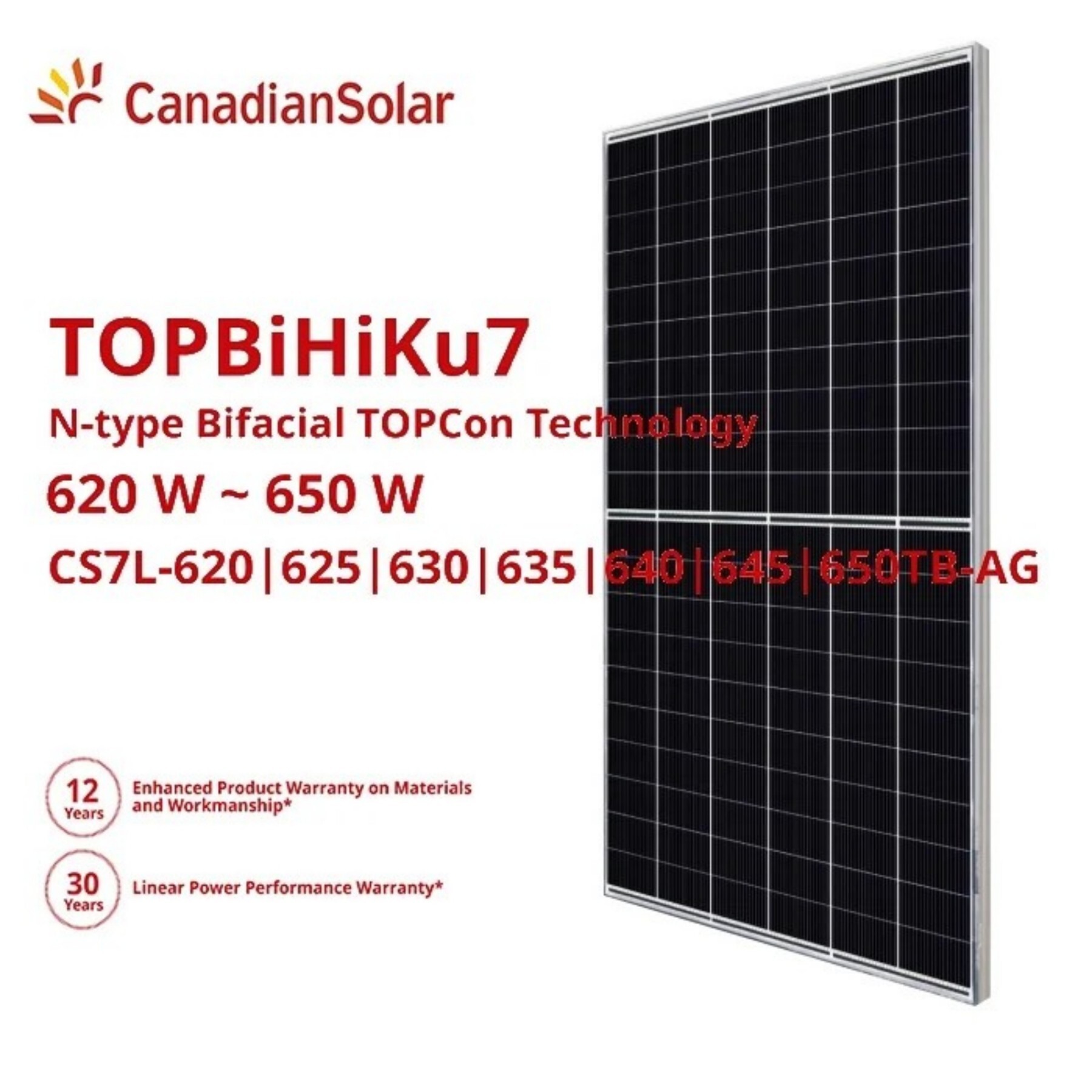 Canadian Solar TOPBiHiKu7 620W 630W 640W 650W