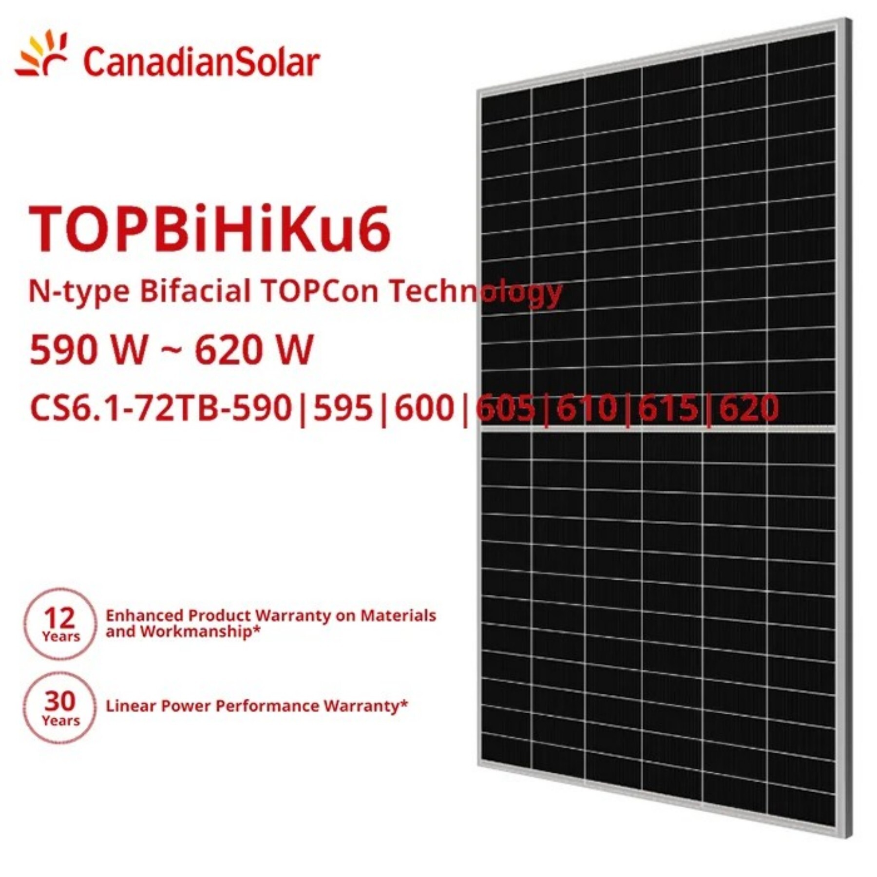 Canadian Solar TOPBiHiKu6 590w 595w 600w 605w 610w 615w 620w