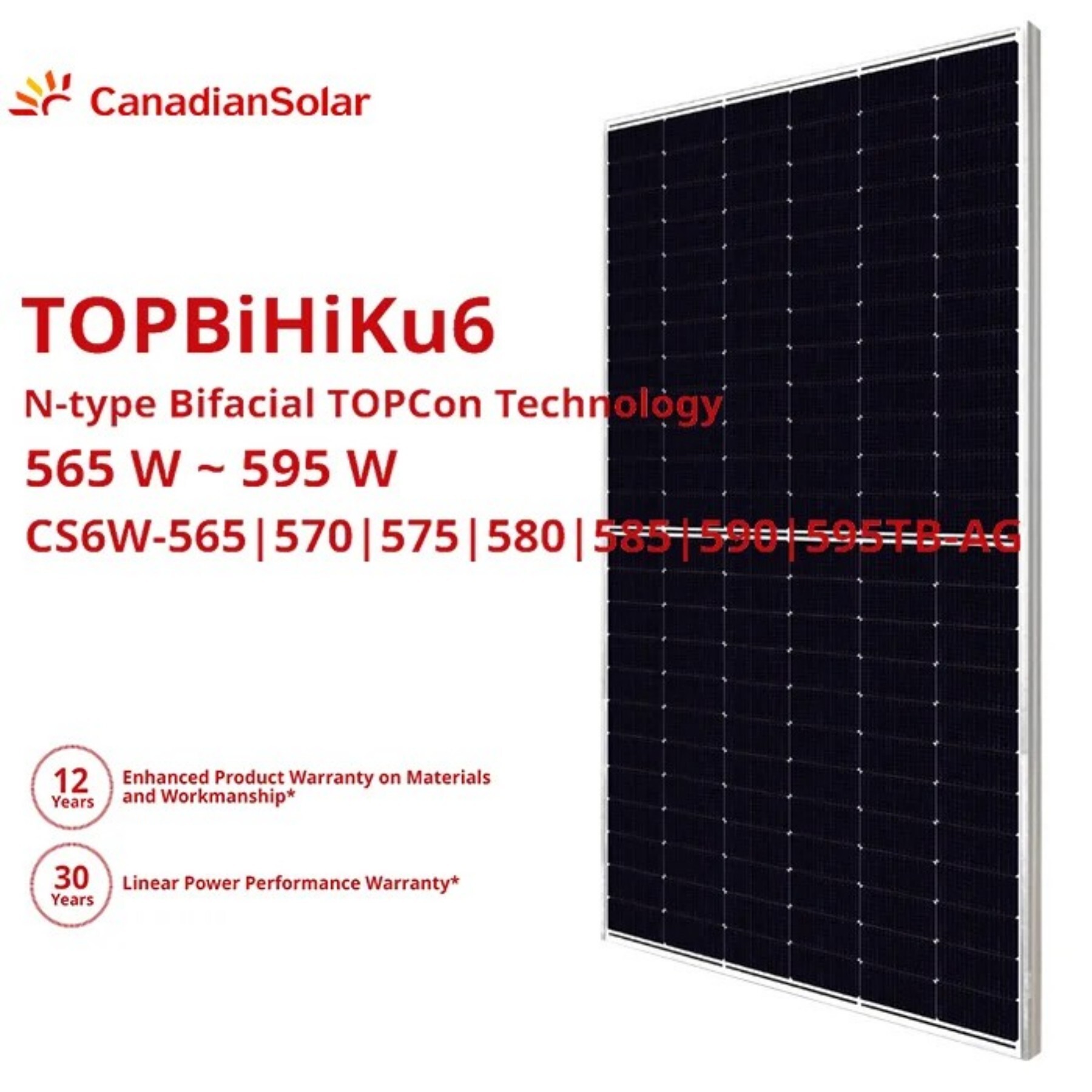 Canadian Solar TOPBiHiKu6 565w 570w 575w 580w 585w 590w