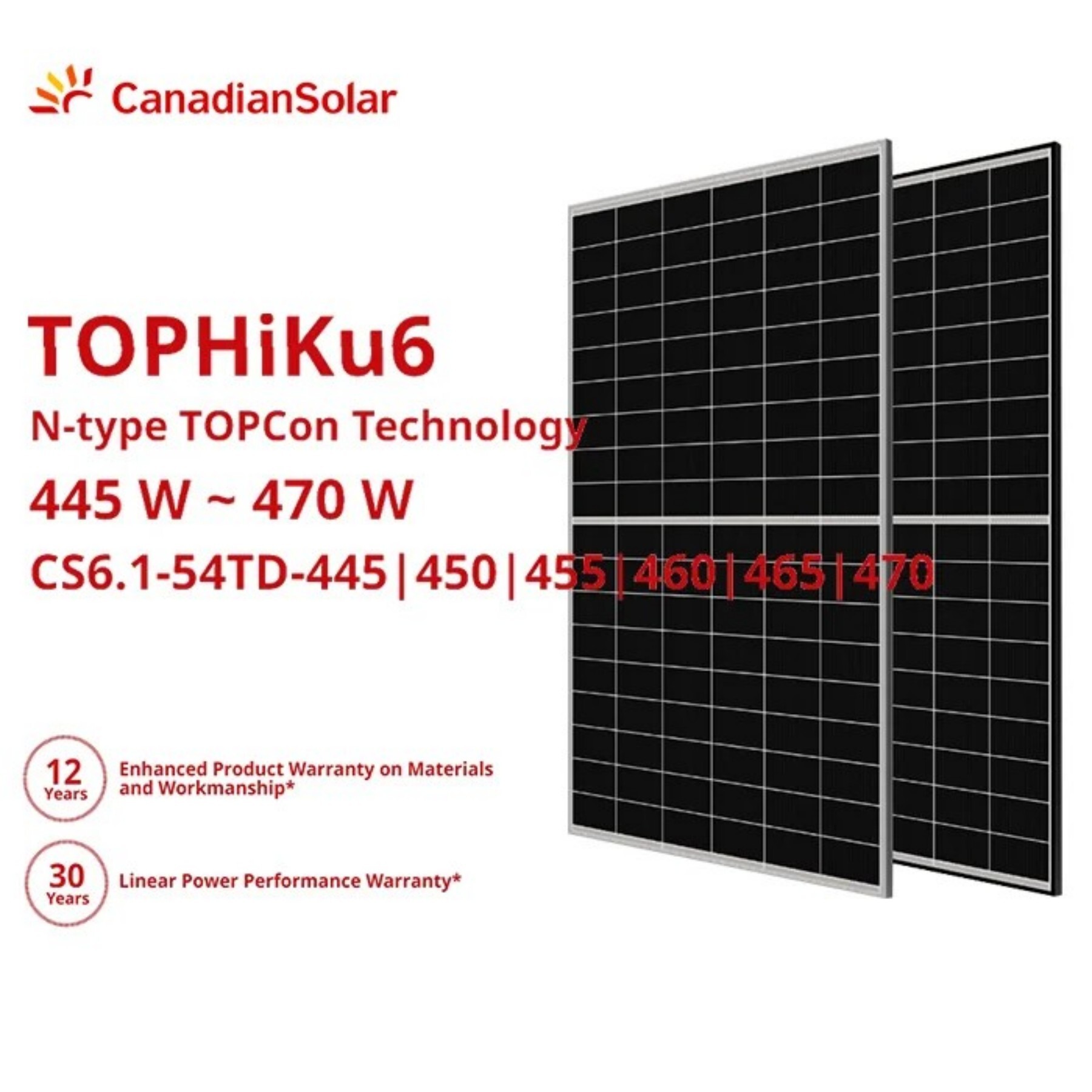 Canadian Solar TOPHiKu6 445w 450w 455w 460w 465w 470w