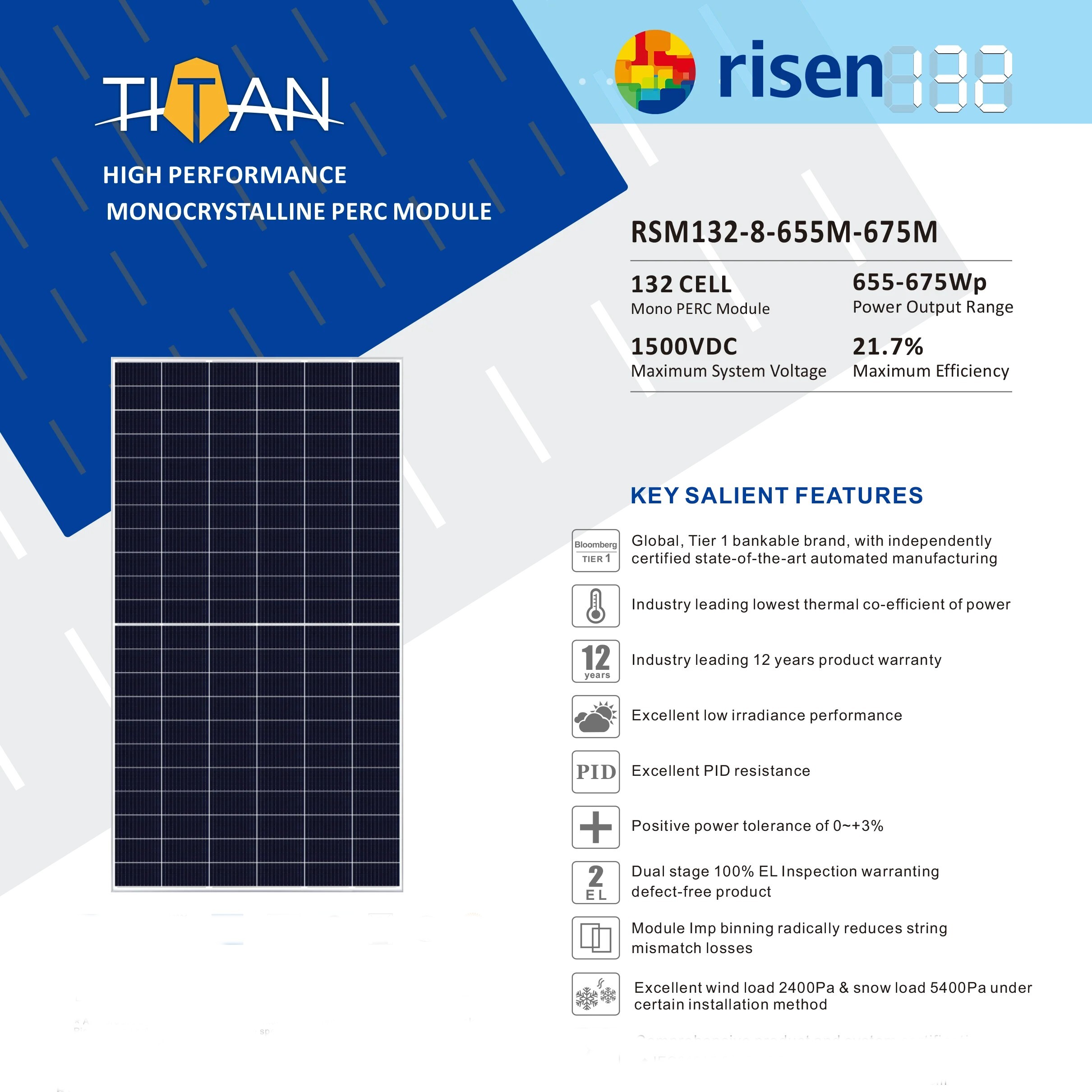 MONOCRTSTALLINE PERC Module High Efficiency 655W 665W 675W