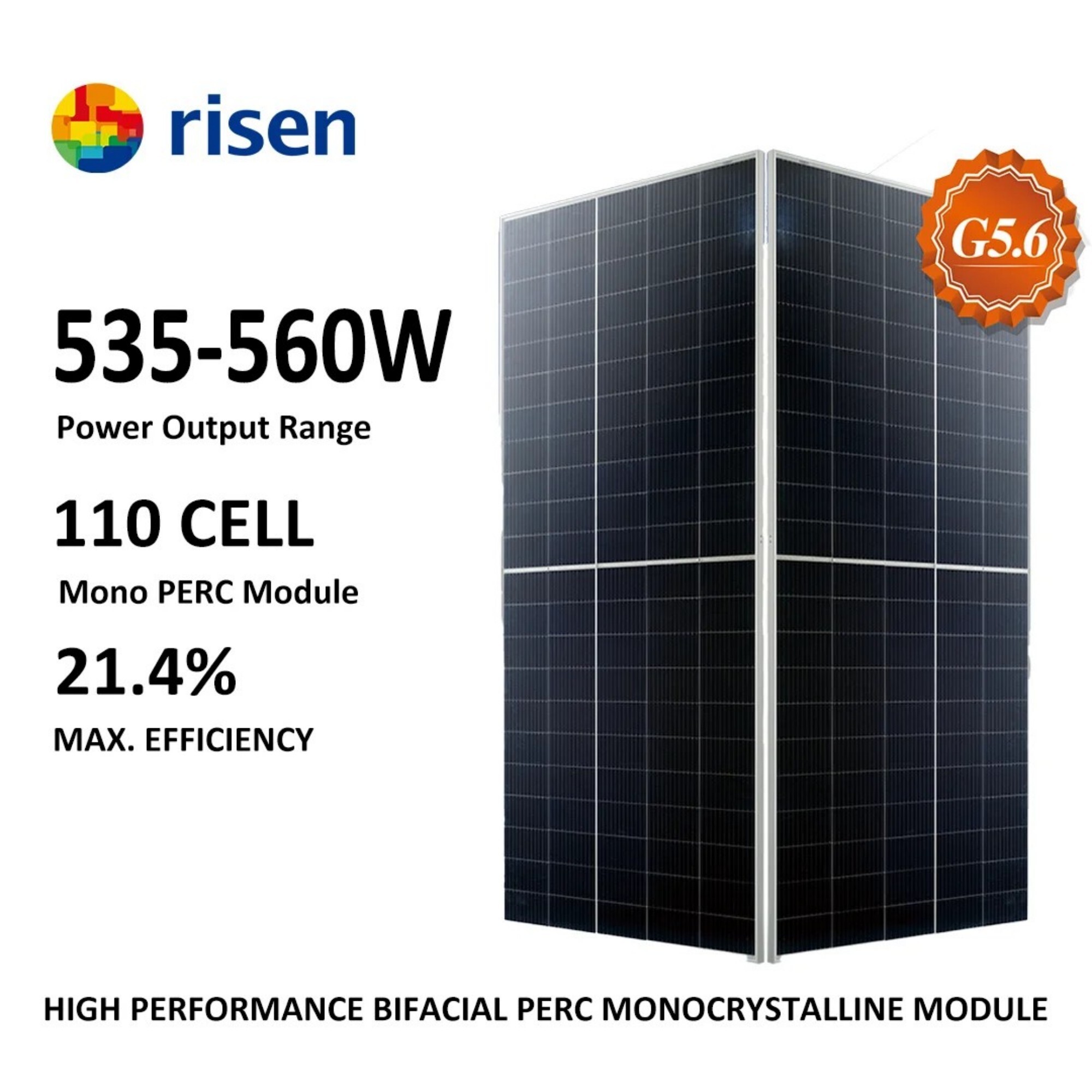 Bifacial Risen Module 535W 545W 555W Solar Panels