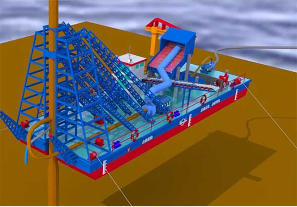 Drilling type sand pumping dredger and dredging depth 55 meters underwater