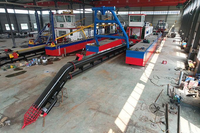 The blue color sand dredger has a designed hull length of 19 meters 2