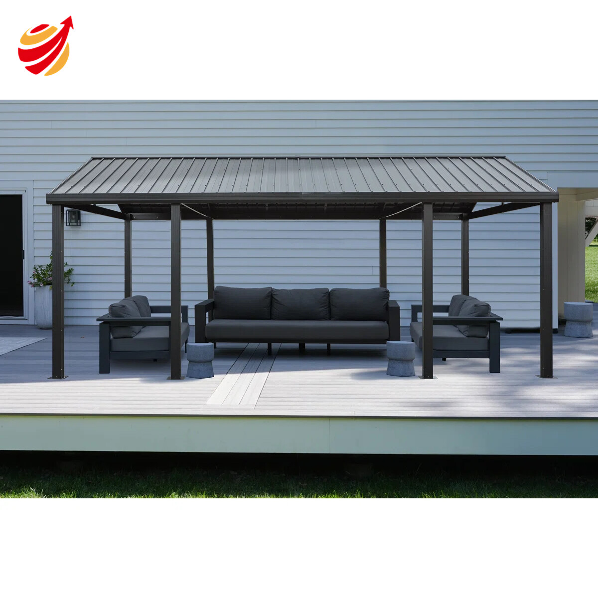 20' x 12' Samara Carport with Aluminum Frame and 10' High Galvanized Steel Roof for Easy Drive Through Access