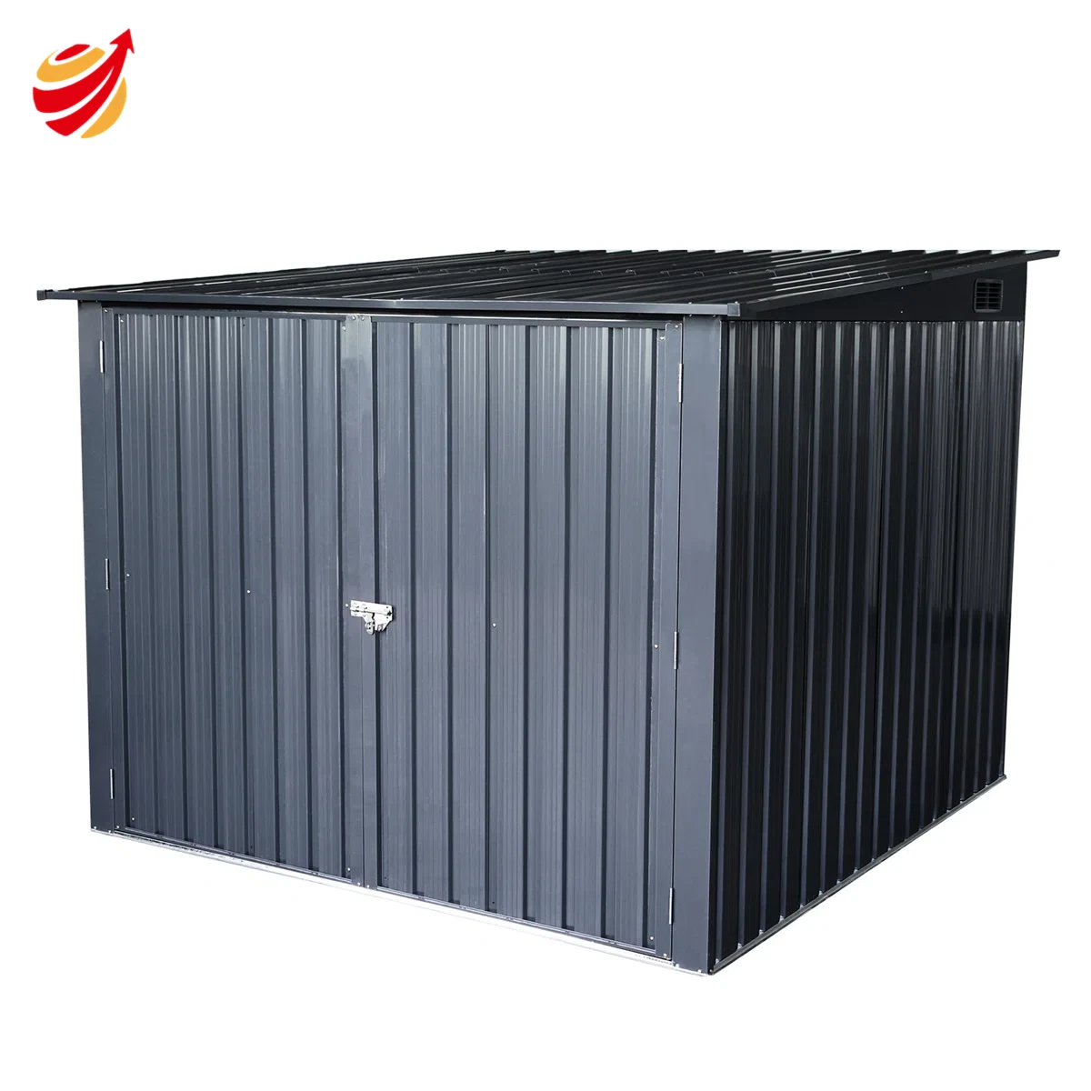 Heavy-duty Outdoor Bicycle Storage Shed With Slope Roof And 4 Bike Tracks - Black Fire Water &