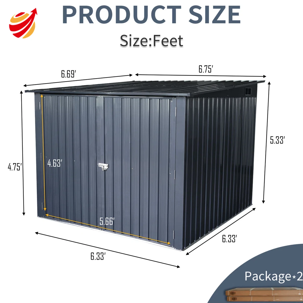 Heavy-duty Outdoor Bicycle Storage Shed With Slope Roof And 4 Bike Tracks - Black Fire Water &