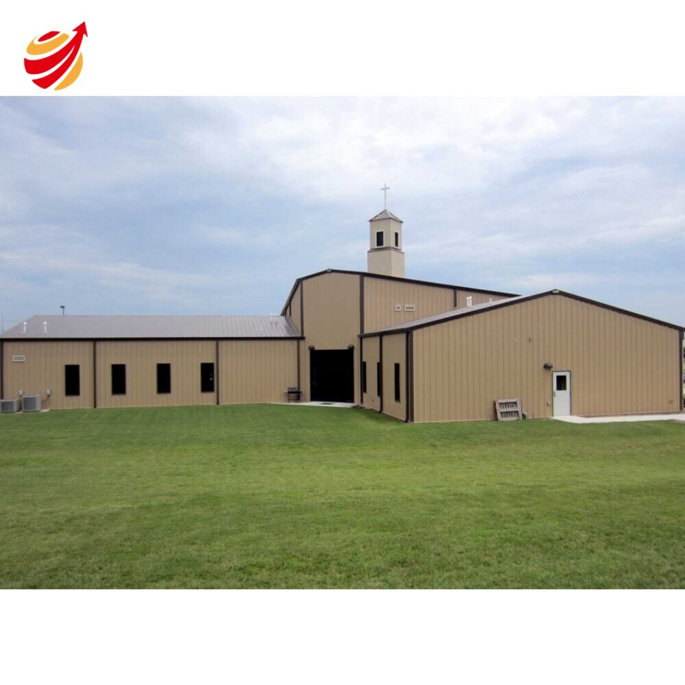 Customizable Modern Church Light Steel Structure Prefabricated Factory Building Solid H-shape Steel Beam Welding Bending Cutting