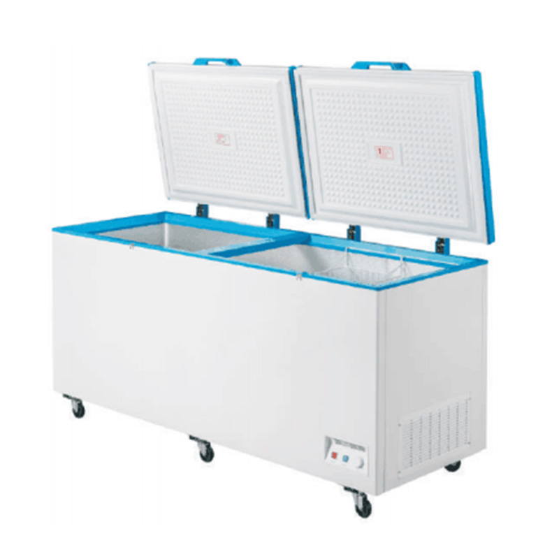 Congelador de doble puerta de gran capacidad con termostato ajustable para compras al por mayor