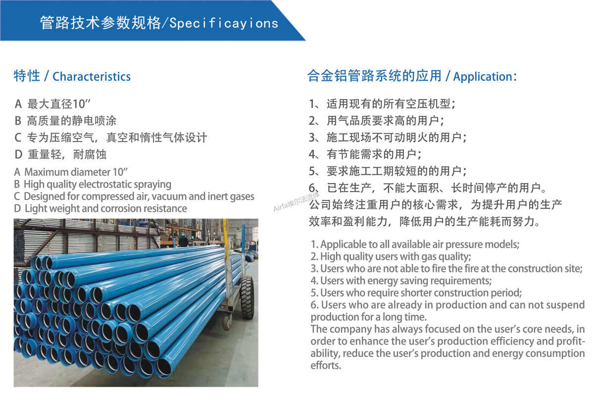 15-1 Airfa aluminum alloy compressed air pipeline is corrosion-resistant, energy-saving and environment-friendly.