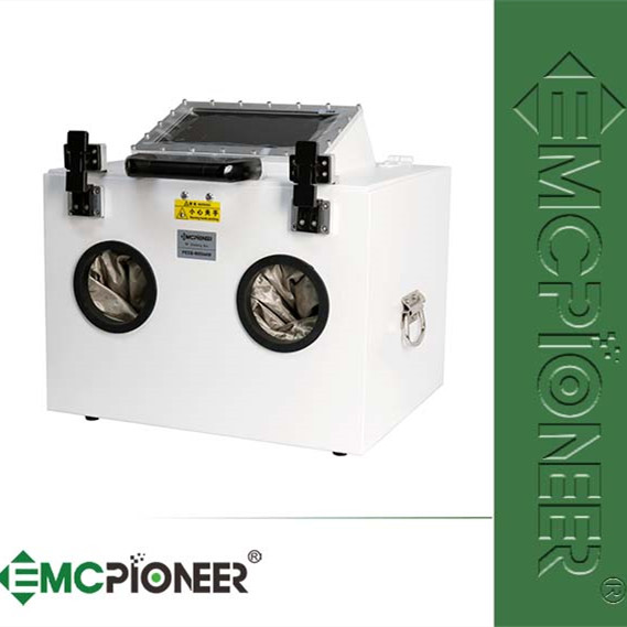 RF shielded box with window and gloves