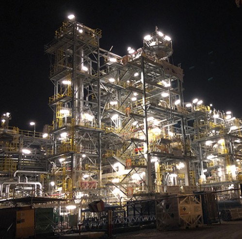 Night view of the construction project Night view of the construction project