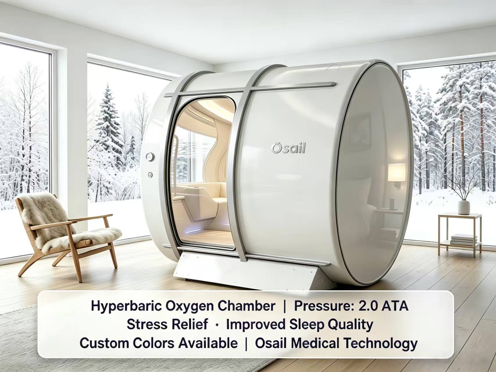 Luxury Single Person Hard Hyperbaric Oxygen Chamber 2.0 ATA HBOT Cabin Hyperbaric Oxygen Chamber