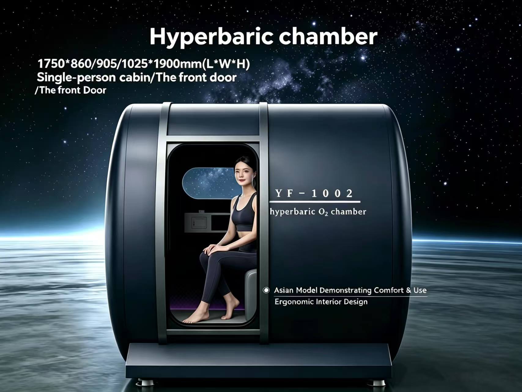 Luxury Single Person Hard Hyperbaric Oxygen Chamber 2.0 ATA HBOT Cabin Hyperbaric Oxygen Chamber