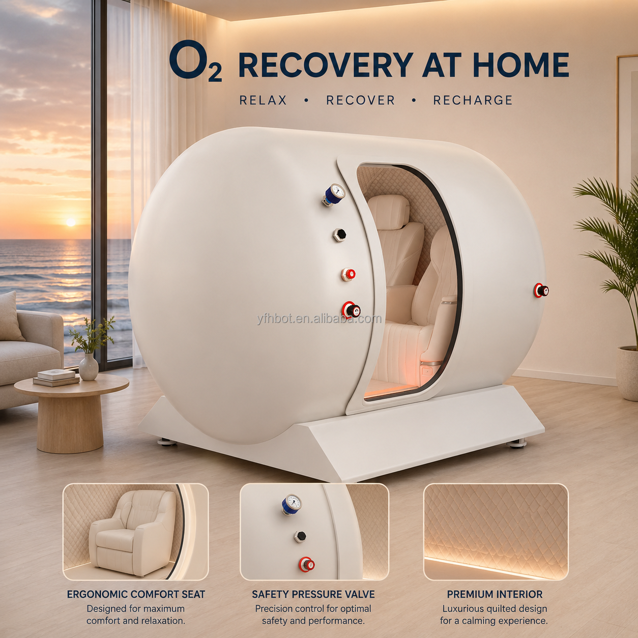 Side-by-Side Seats Amber Hard Shell Hyperbaric Chamber 