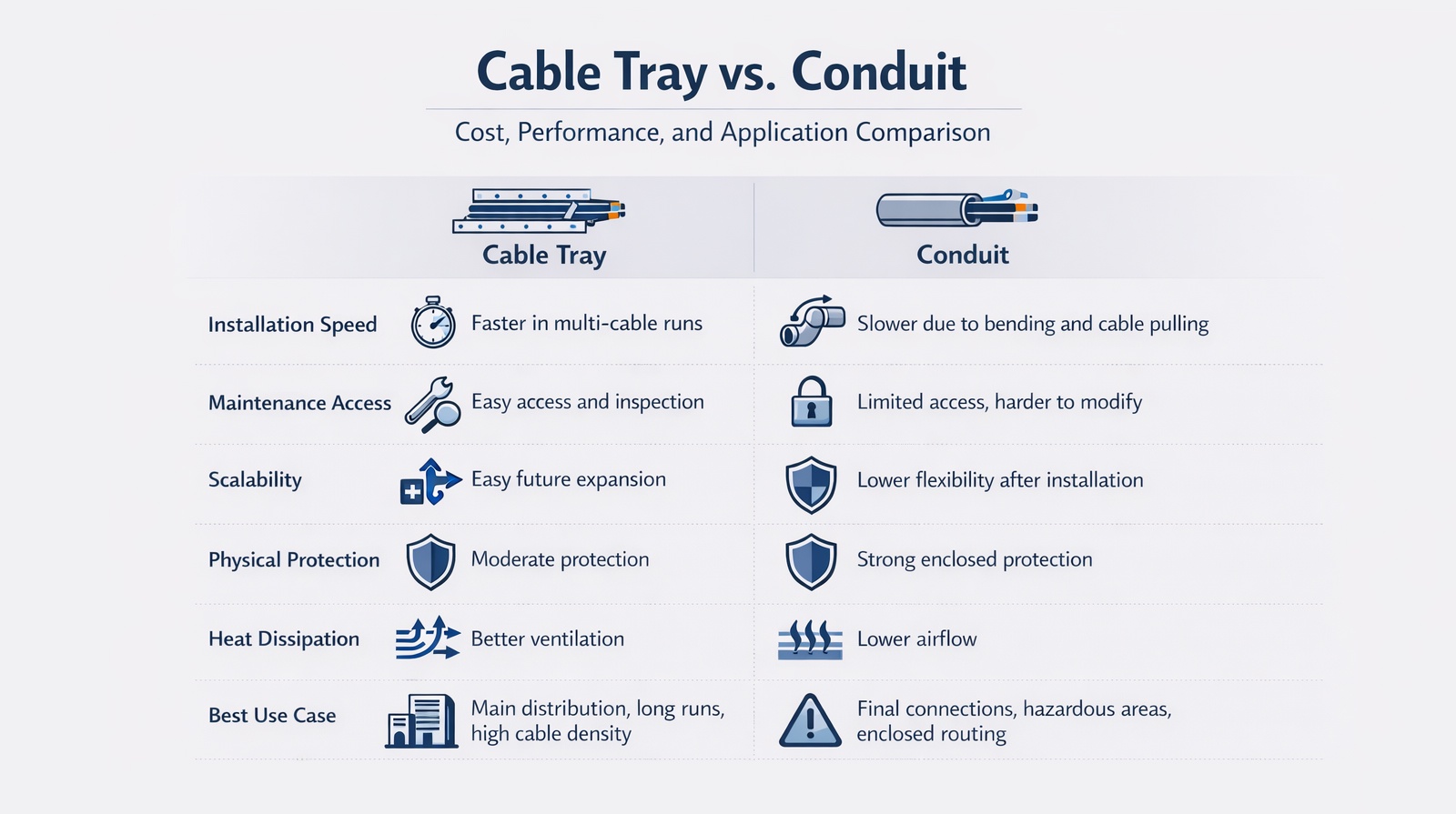 Cable Tray vs. Conduit in 2026: Cost, Performance, and Application Comparison