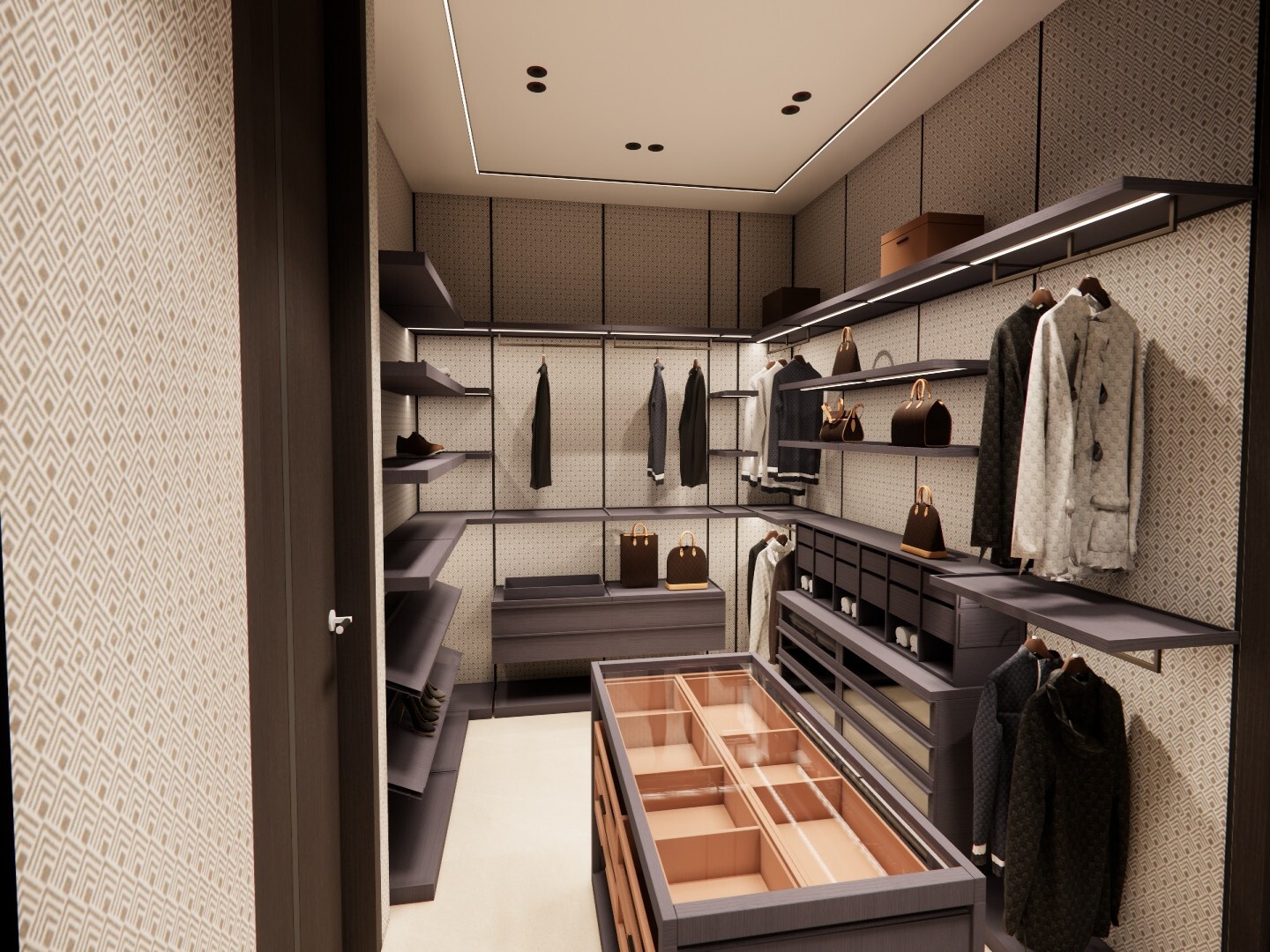 Wall-Mounted Walk-in Closet