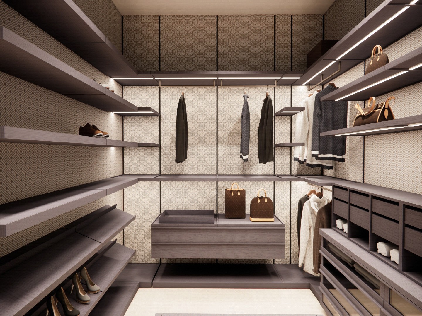 Wall-Mounted Walk-in Closet