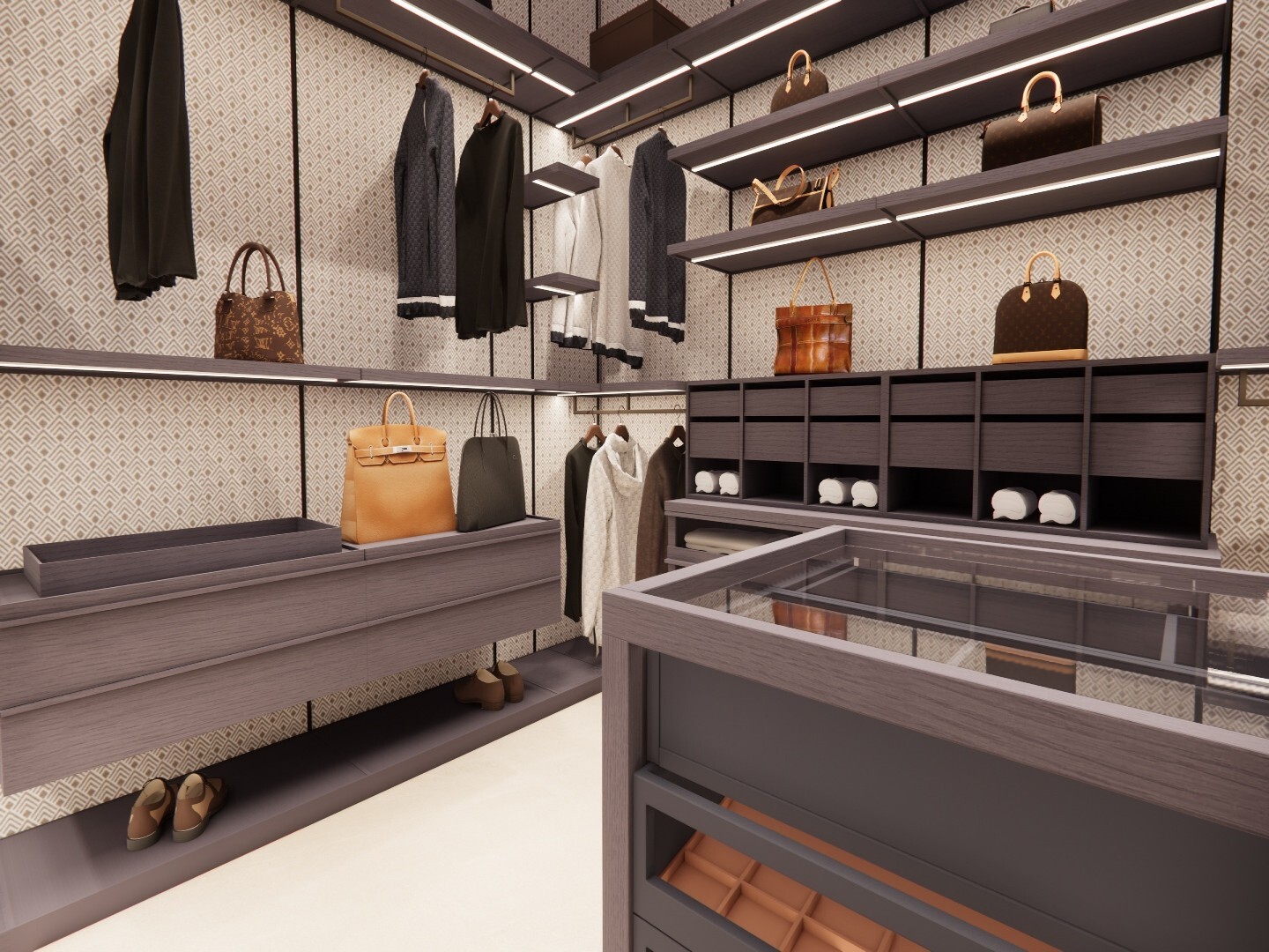 Wall-Mounted Walk-in Closet