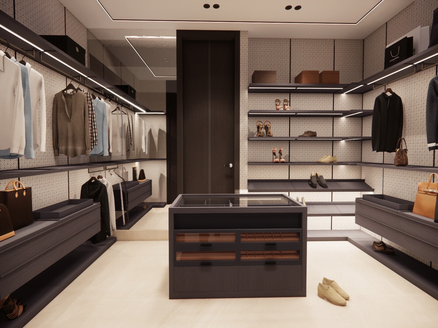 Wall-Mounted Walk-in Closet