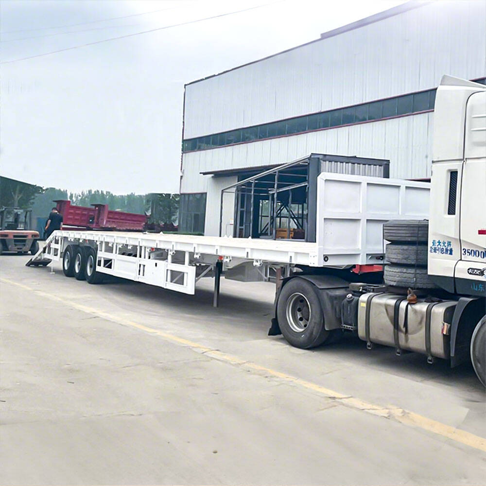 60ton 3 Axle Flatbed Semi Trailer with ladder