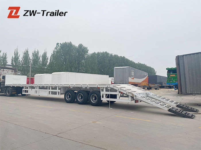60ton 3 Axle Flatbed Semi Trailer with ladder