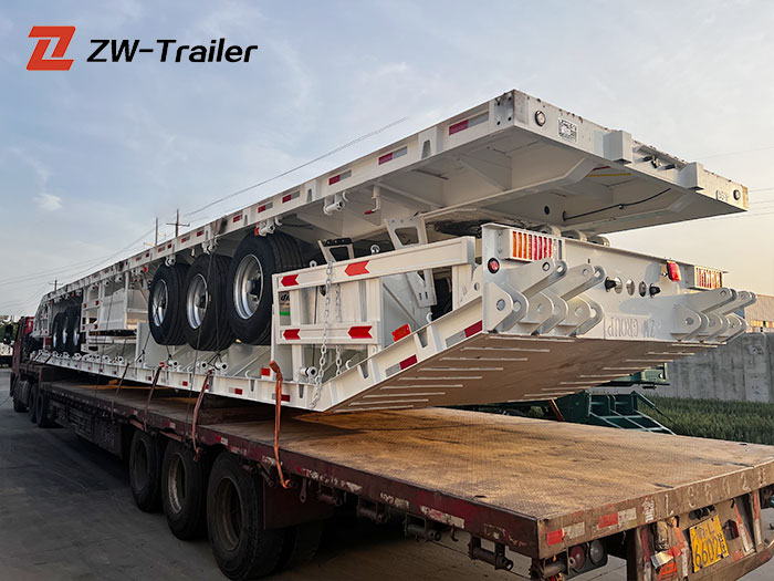 60ton 3 Axle Flatbed Semi Trailer with ladder