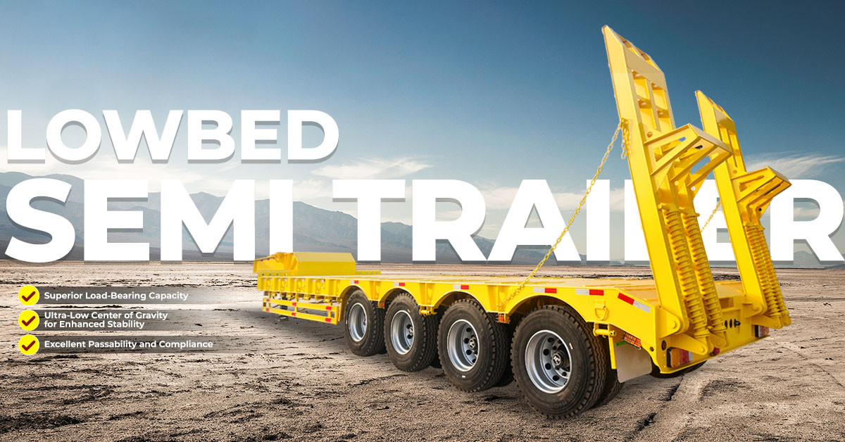 4 axles 80-ton lowbed semi trailers
