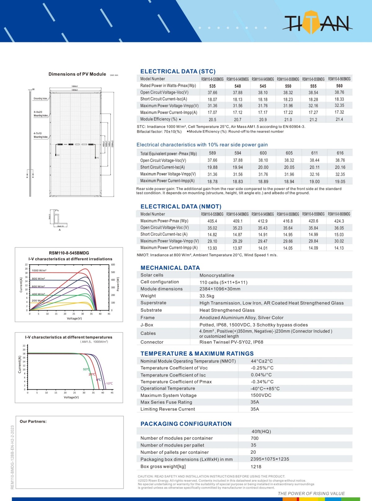 High performance Bifacial Perc Monocrystalline Module 535w 550W 555w 560w 2