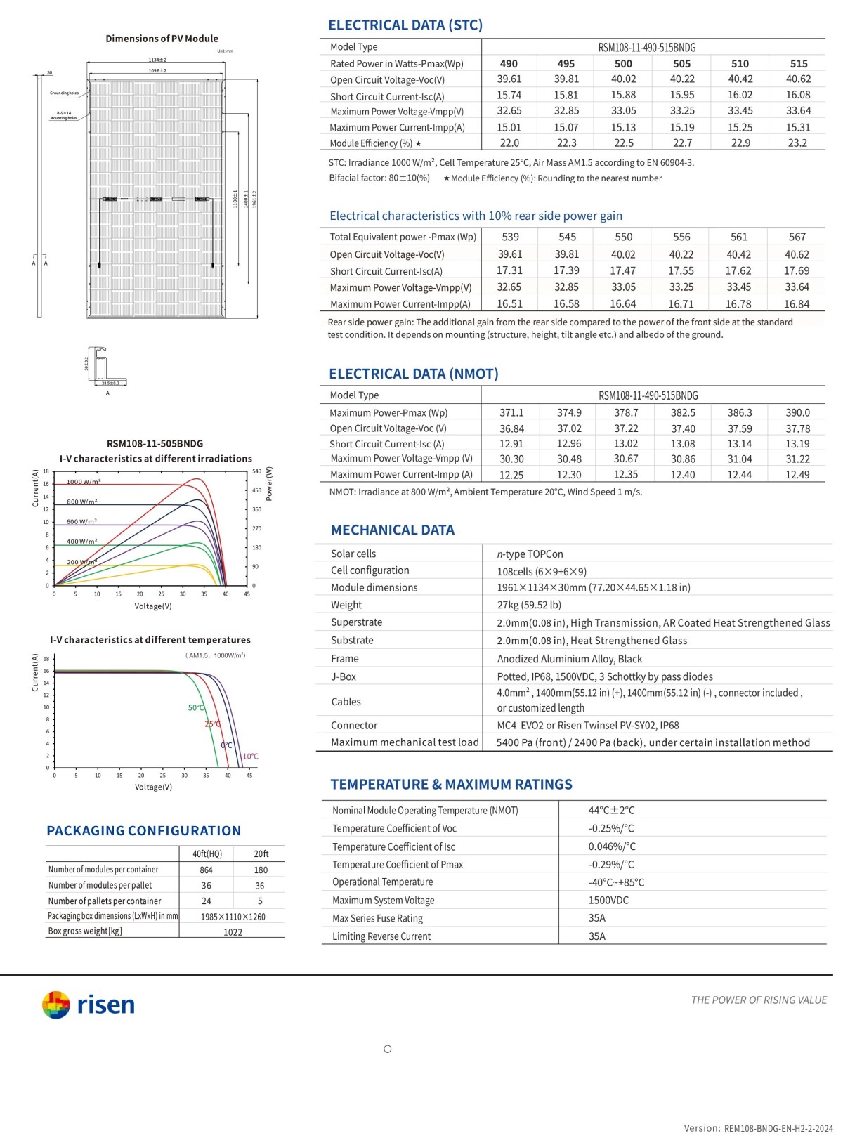96 Cells N type TOPCon PV Module Bifacial Module 435W 440W 445W 450W 455W 2