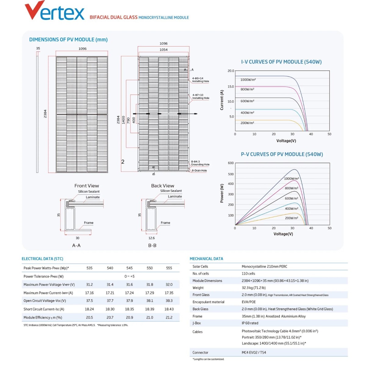 Trina Solar 535-555W Bifacial Dual Glass Monocrystalline Module 2