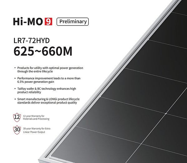 Hi-MO 9 Preliminary LR7-72HYD 625-660M Hi-MO 9 Preliminary LR7-72HYD 625-660M