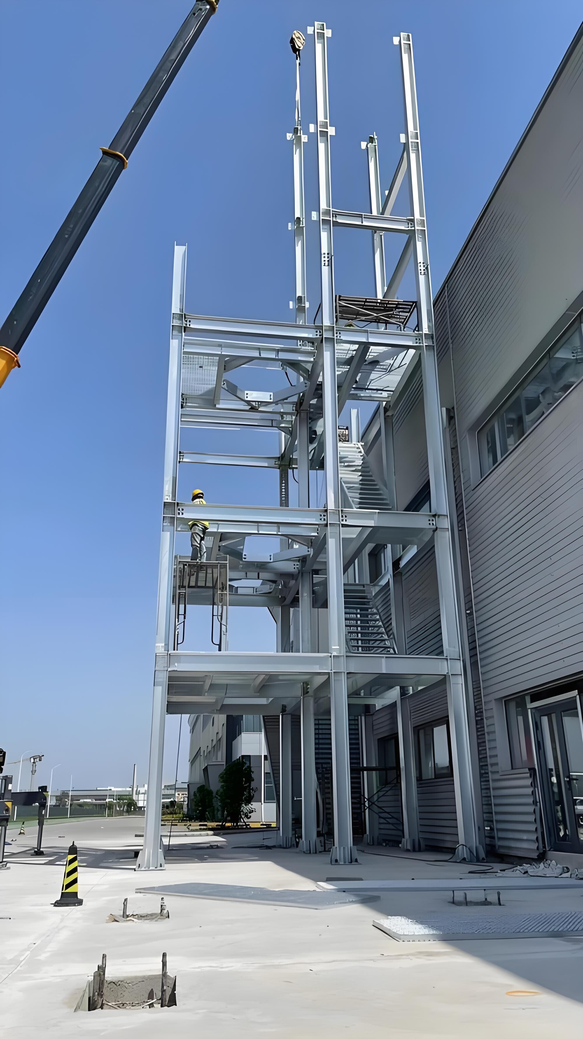 Steel structure stairs, floor decking