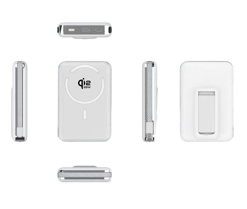 M02B+ Qi2 25W 10000mAh Solid-Safe Pro Wireless PD 35W Power Bank With Cable With Stand