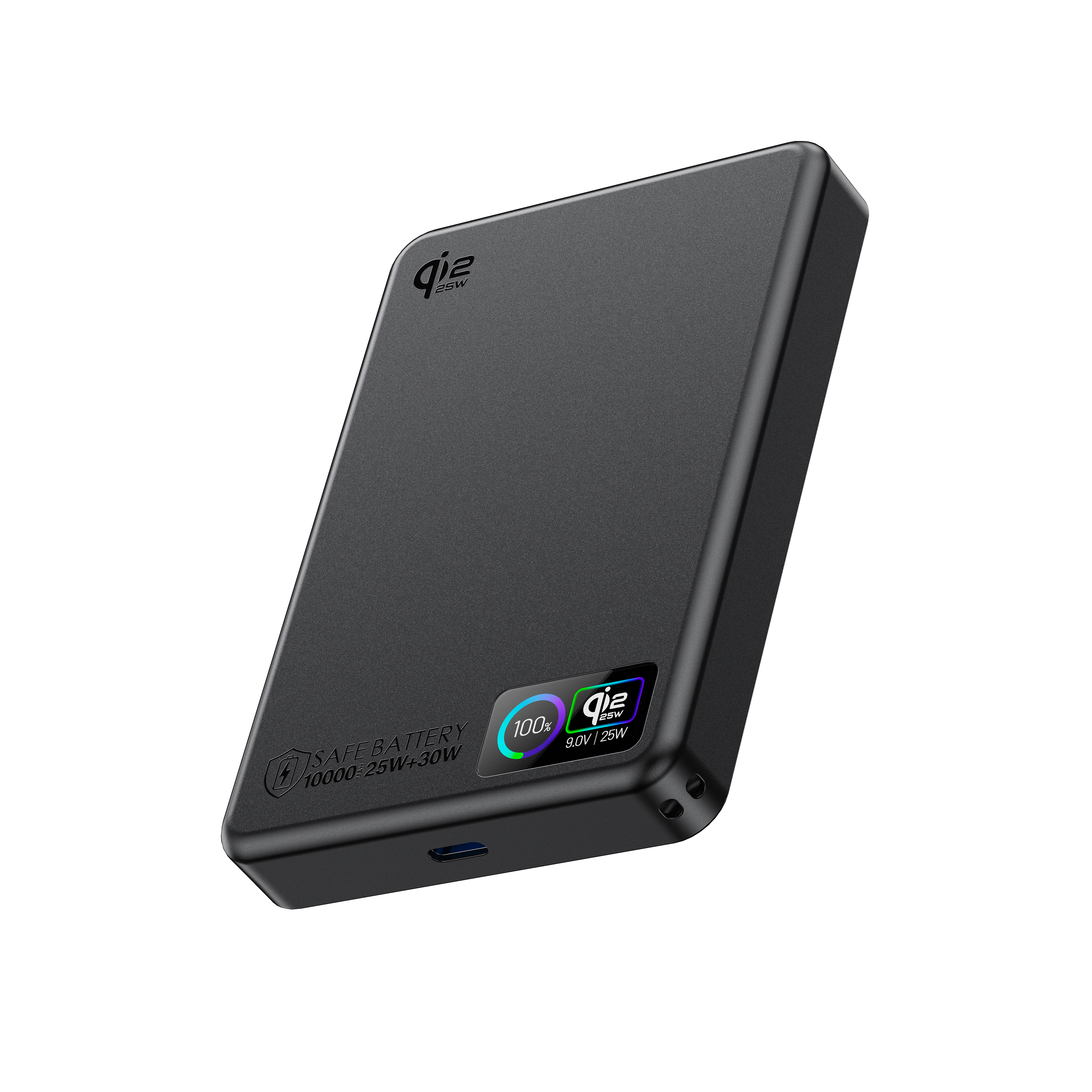 10000mAh PD30W Qi2.2 25W Super-thin 10.8MM Magsafe Power Bank with TFT Real-time Display
