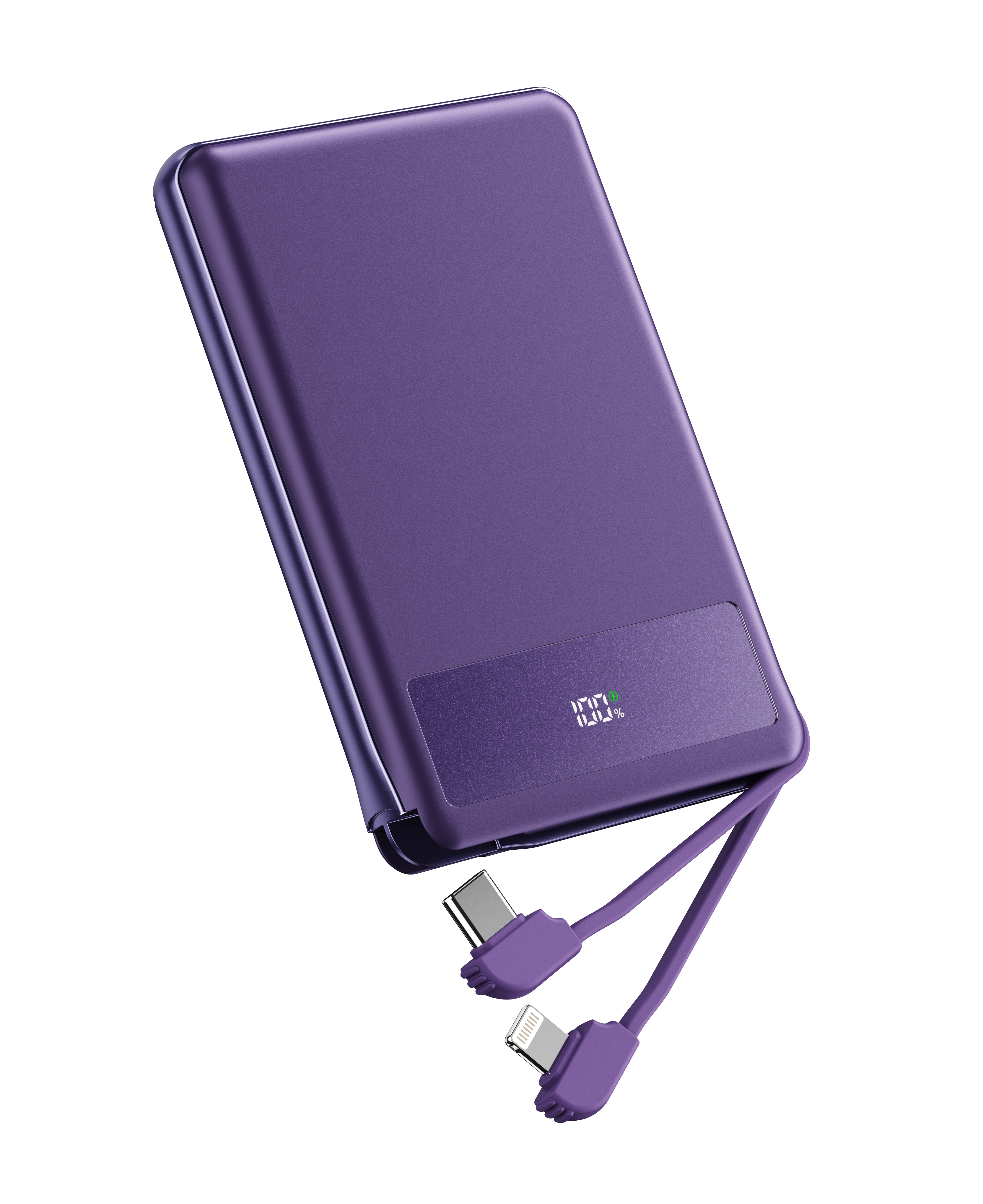 P5 10000mAh Qi2 PD20W Ultra-thin 14.5MM Magsafe Power Bank With 2 Cables