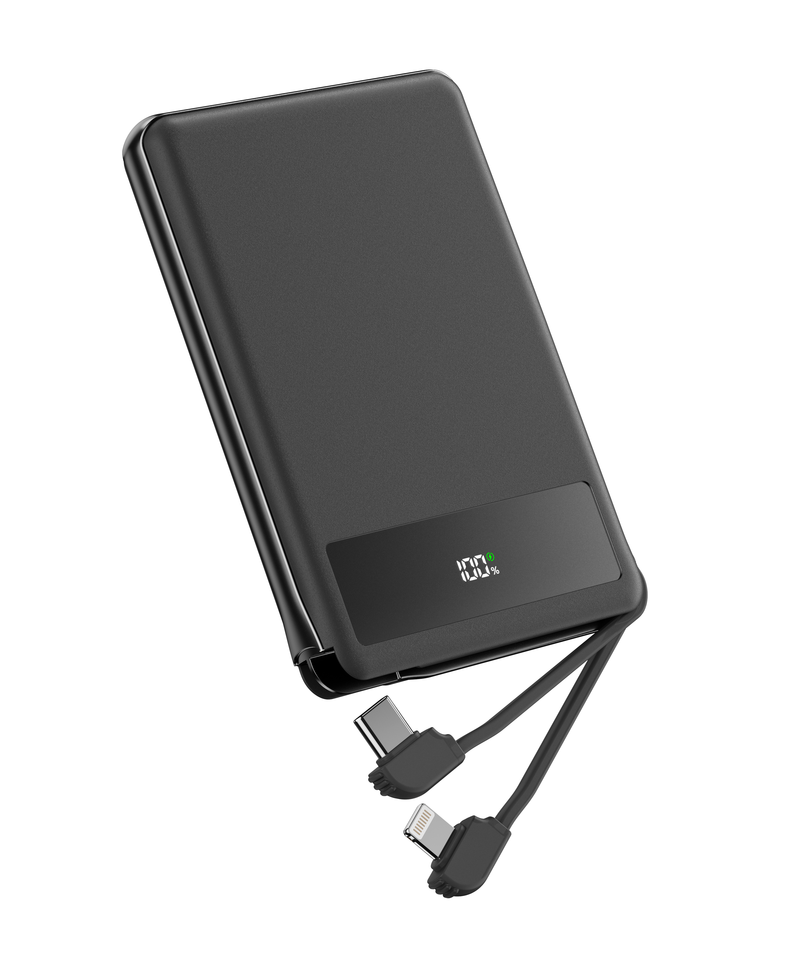 P5 10000mAh Qi2 PD20W Ultra-thin 14.5MM Magsafe Power Bank With 2 Cables