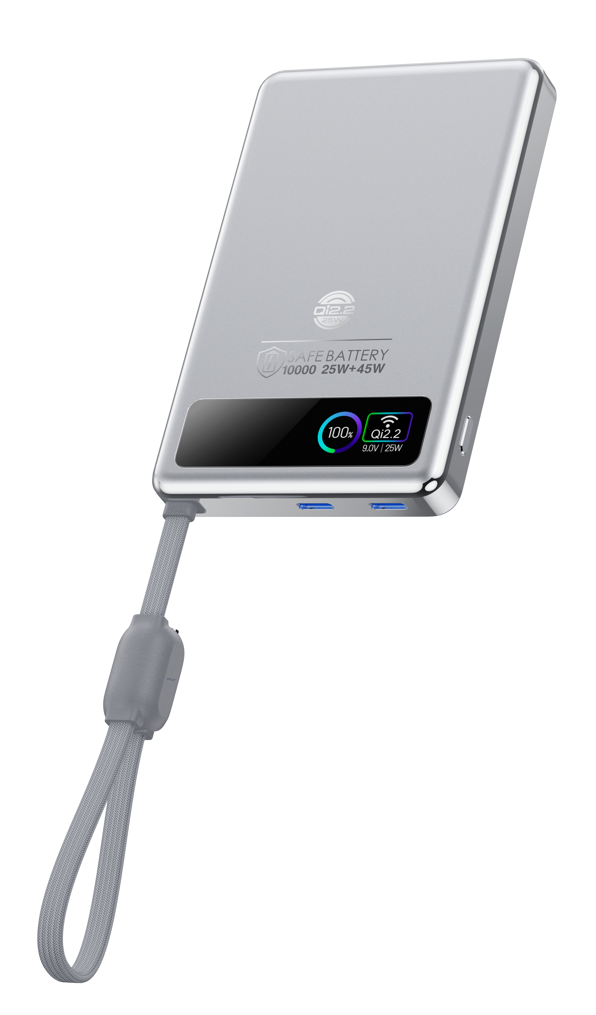 M22U | 25W Wireless + Dual USB-C 45W PD + Detachable C-to-C Cable | LCO Solid-State Battery | APP&TFT