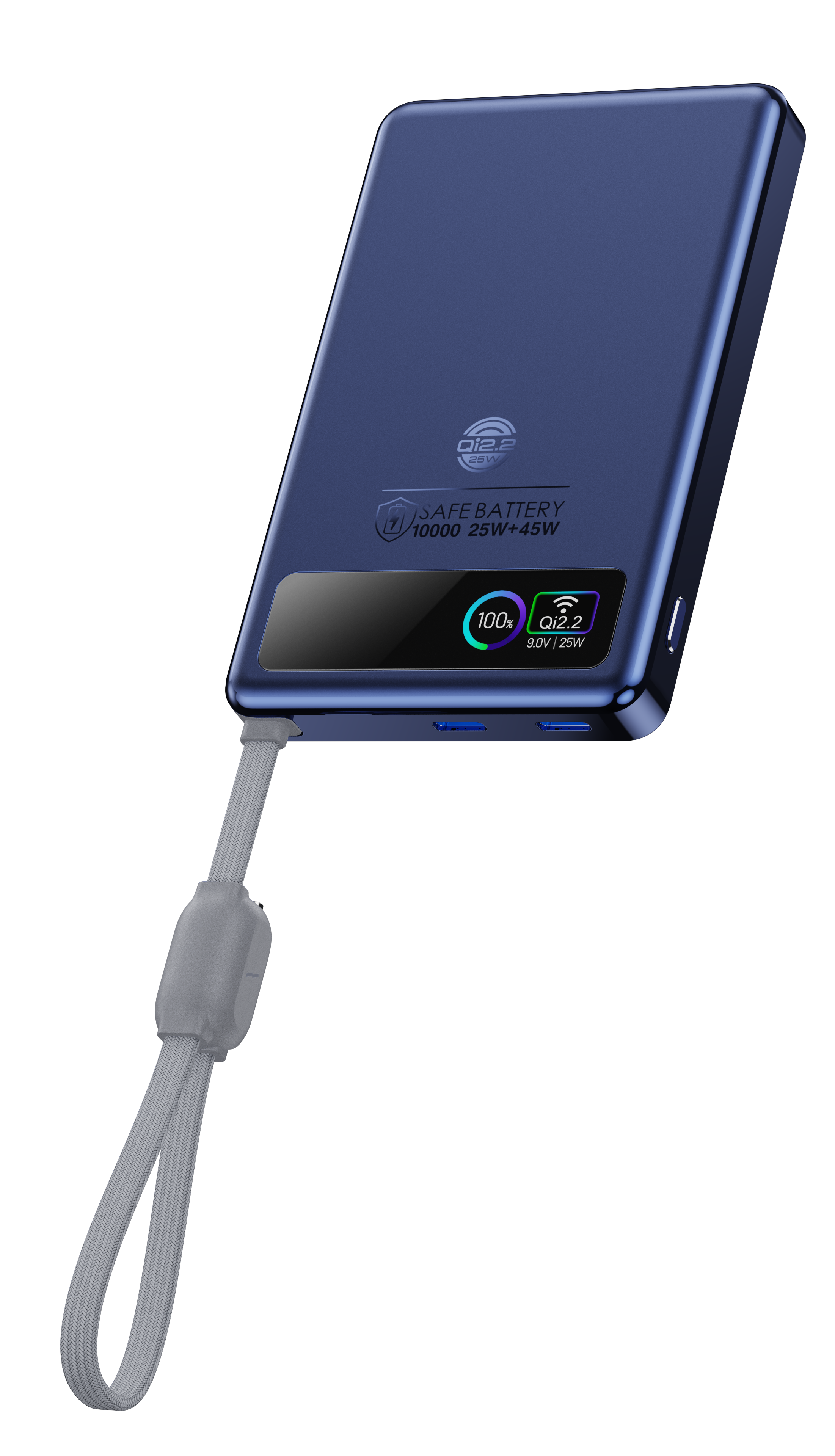 M22U | 25W Wireless + Dual USB-C 45W PD + Detachable C-to-C Cable | LCO Solid-State Battery | APP&TFT