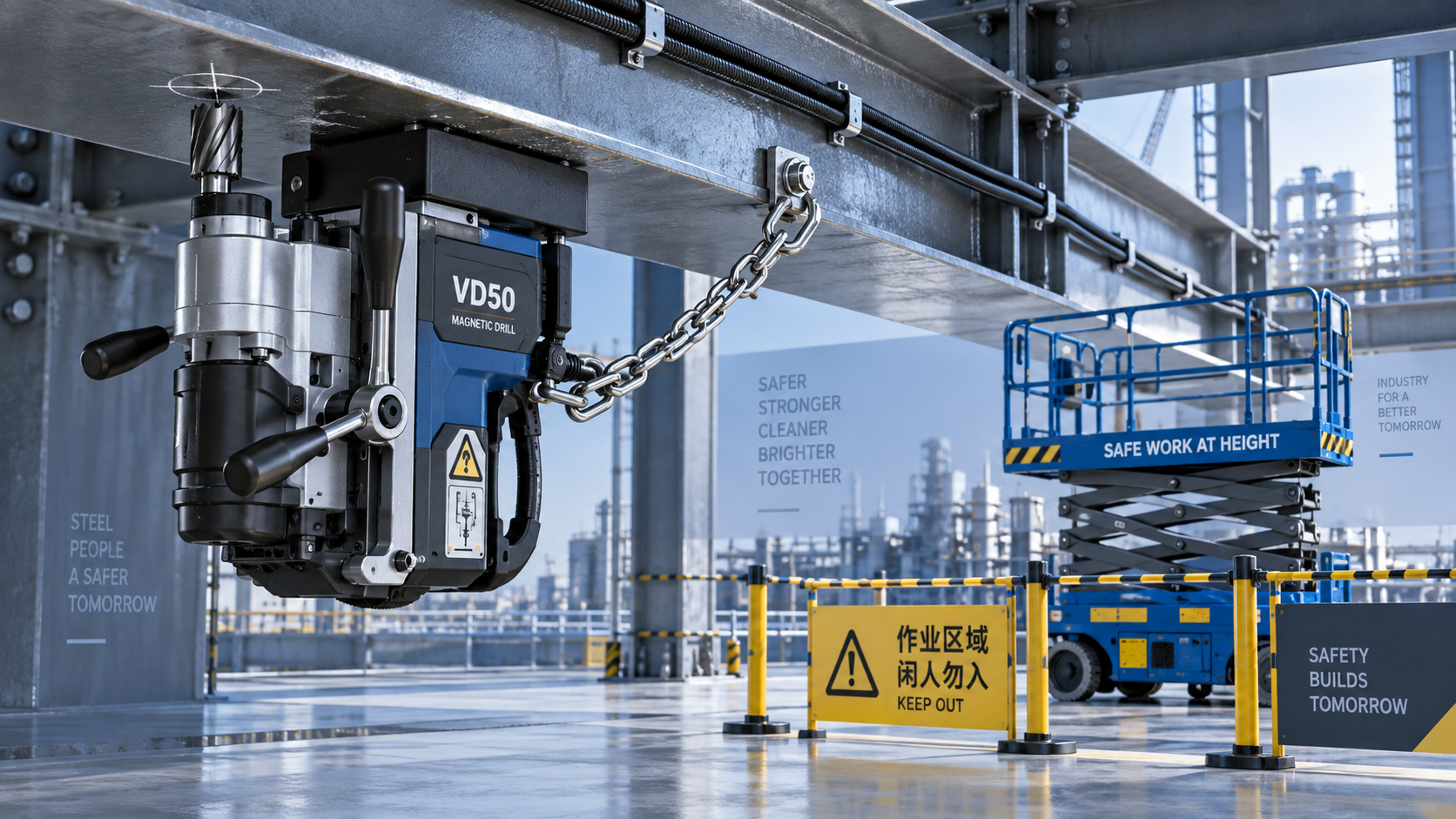 Safe Setup Practices for Overhead Drilling with a Magnetic Drill VD50