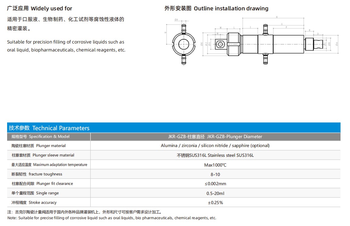 Ceramic Filling Valve Custom Series