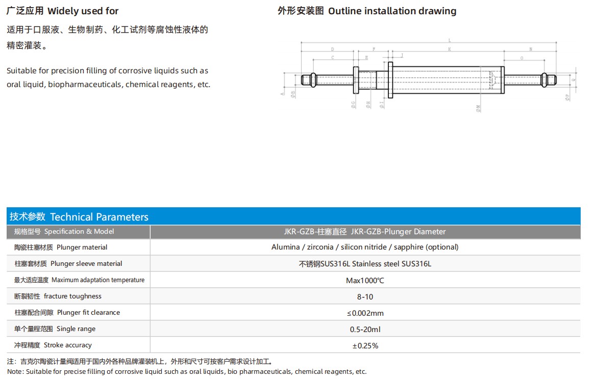 Ceramic Filling Valve Custom Series